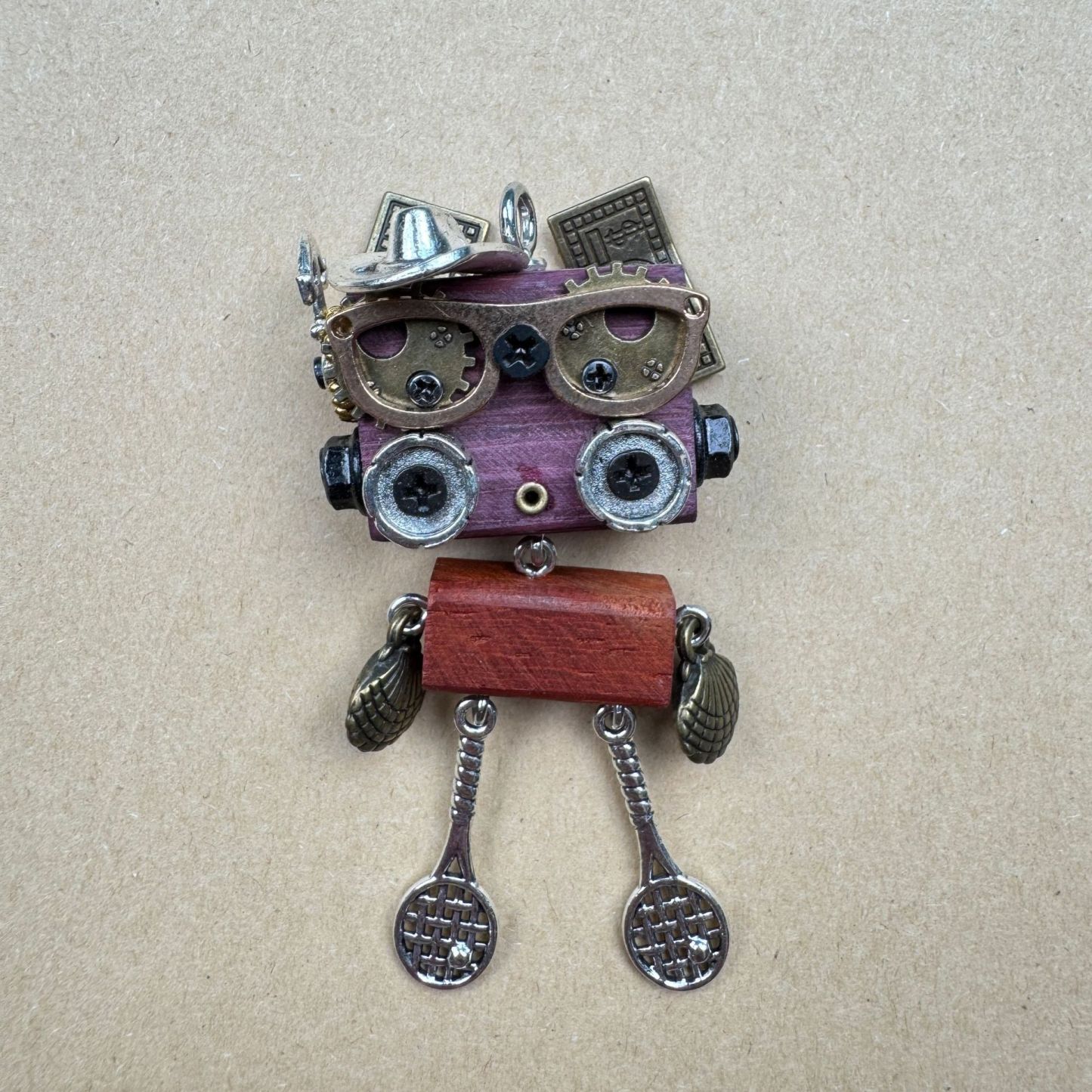 Wearable Punk Robot Art - Handcrafted Multi-Use Pendant for Your Necklace, Keys or Phone, Unisex Statement Piece