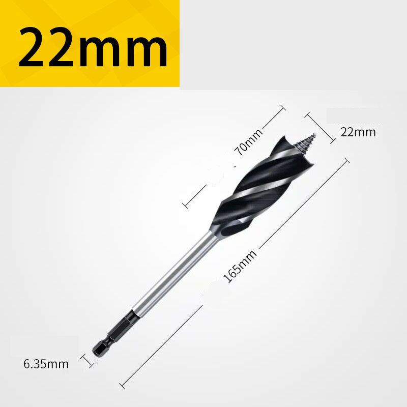 Extra Long 4-Groove 4-Cutter Wood Auger Bit, Hex Shank Door Lock & Drawer Hole Borer, Efficient Chip Removal & Countersink Drill Bit for Soft/Hard Wood & Plastic