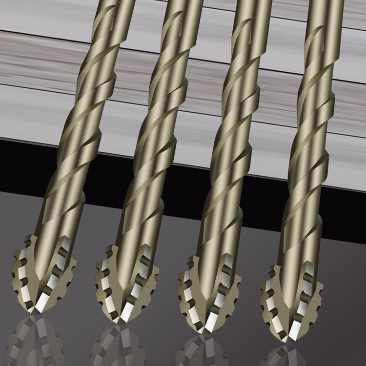Industrial-Grade 4-Cutter Serrated Eccentric Drill Bit for Porcelain Tiles – Multi-Purpose Ceramic, Glass, Marble Drilling Tool – High-Efficiency Wear-Resistant Alloy Steel