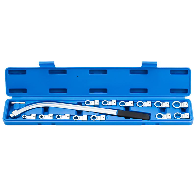 15-Piece Engine Belt Tensioner Wrench Set | Flat Long-Reach Serpentine Belt Tool Kit | Chrome Vanadium Steel Forged | Professional Automotive Repair Tools for Idler & Tensioner Pulley Adjustment