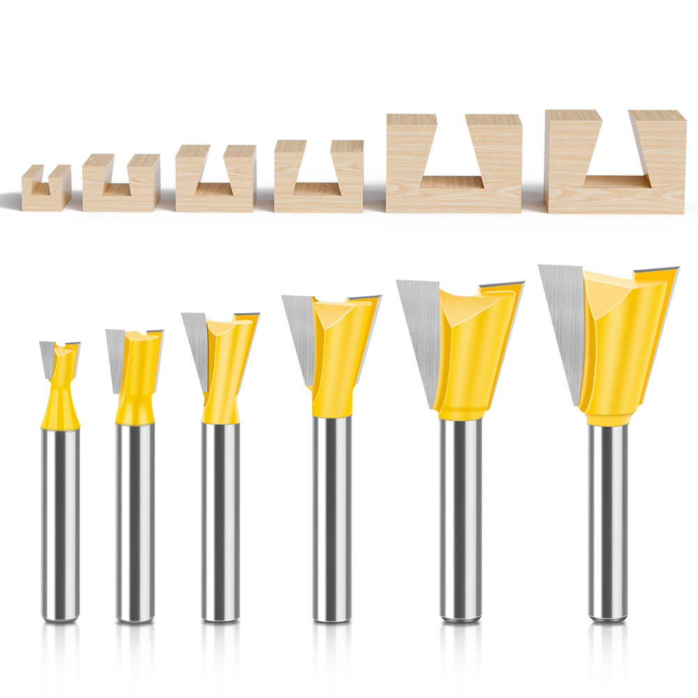 Dovetail Slot Bit - 1/4" & 1/2" Shank - Woodworking Router Bit for Dovetail Joints, Trim, and Edge Profiling - Teflon Coated