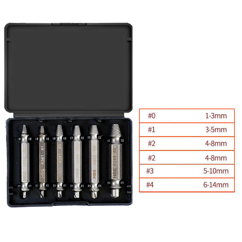 Chromium Vanadium Steel Screw Extractor Set - Left-Handed Spiral Fluted Design for Broken & Stripped Screws (Coarse & Fine Threads, 1-21mm)