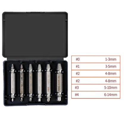 Chromium Vanadium Steel Screw Extractor Set - Left-Handed Spiral Fluted Design for Broken & Stripped Screws (Coarse & Fine Threads, 1-21mm)
