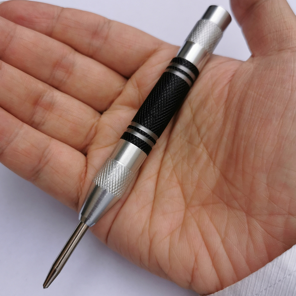 Automatic Center Punch, 128mm Spring-Loaded Impact Tool with Glass Breaker
