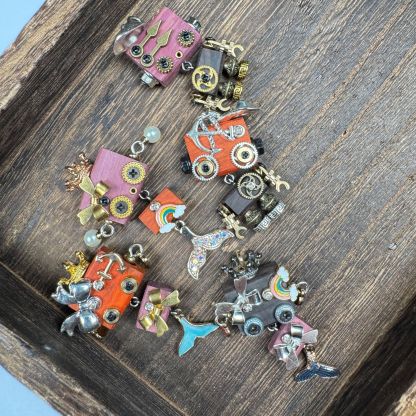 Steampunk Robot Pendant - Handcrafted Wooden Keychain, Necklace Charm & Phone Chain Accessory for Men and Women