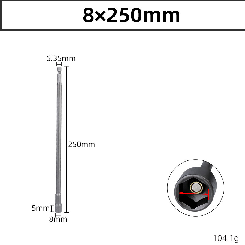 250mm Heavy-Duty Magnetic Socket Set (6-19mm) | Cr-V Steel Extended & Reinforced Hex Bit Sockets for Secure Fastening