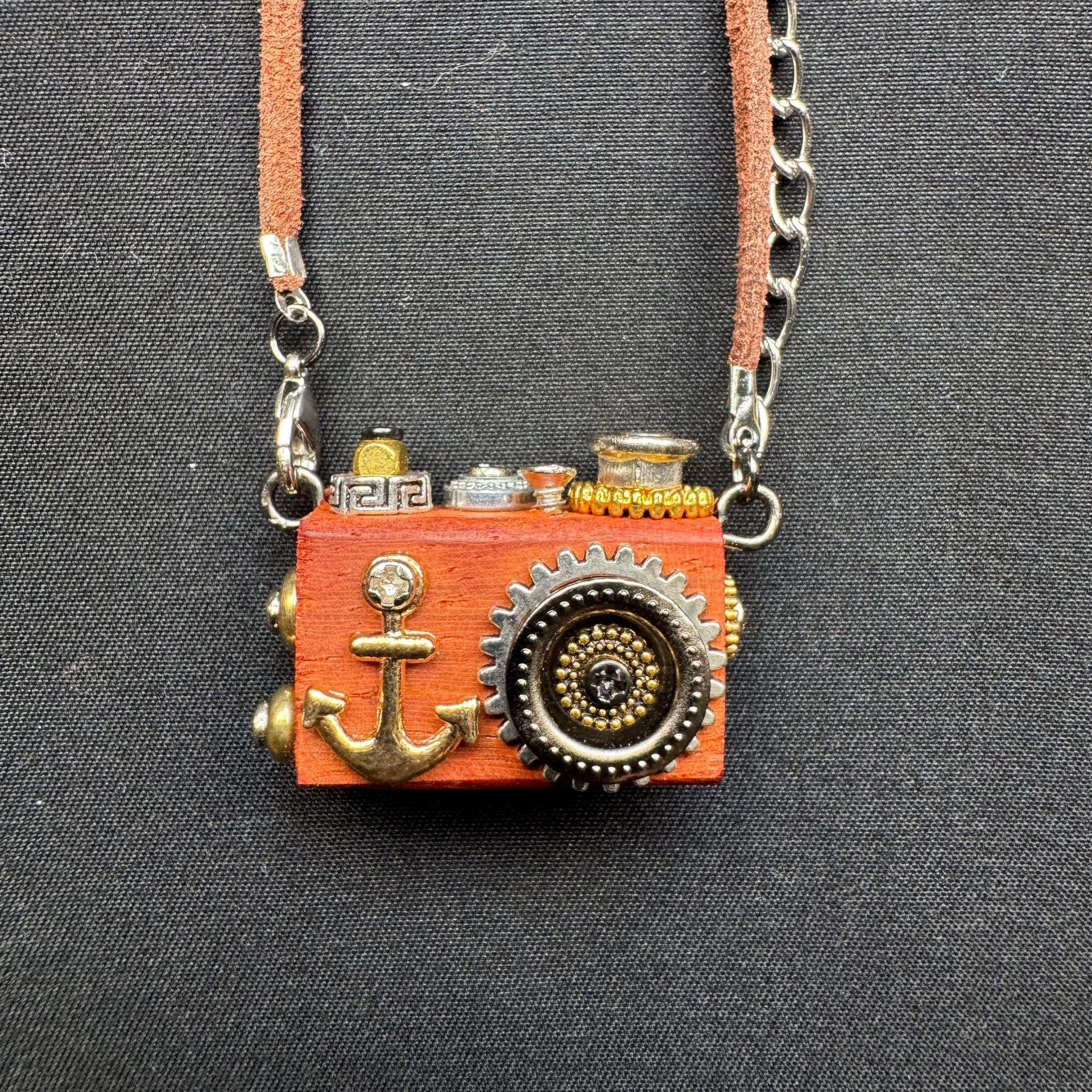 Retro-Futuristic Camera Robot - Original Handmade Punk Pendant for Statement Necklace or Keychain
