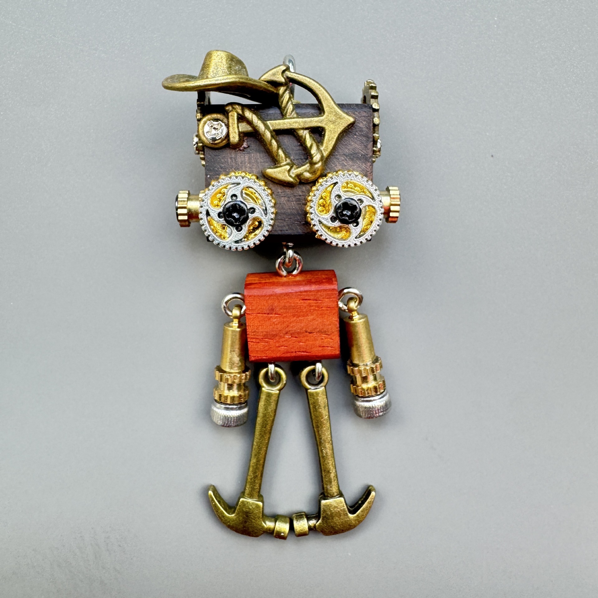 Handmade Punk Robot Pendant - Multi-Style Display Piece for Market Stall, Keychain, Phone Charm & Unisex Necklace