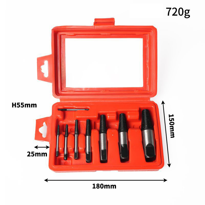 Chromium Vanadium Steel Screw Extractor Set - Left-Handed Spiral Fluted Design for Broken & Stripped Screws (Coarse & Fine Threads, 1-21mm)