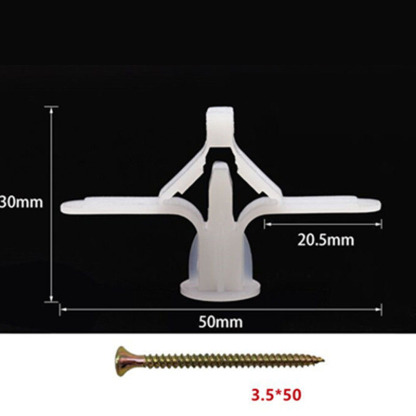 Gypsum Board Specific Airplane/Butterfly Type Expansion Anchors - Hollow Brick Self-Tapping Wall Plugs - Nylon Expansion Screws