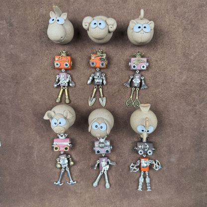 Personalized Zodiac Gift - Punk Robot Animal Keychain, Handmade Wooden Necklace Pendant with 12 Chinese Zodiac Signs