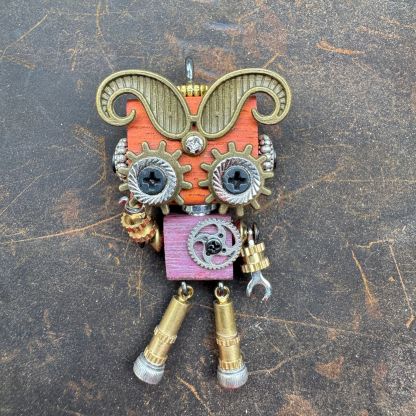 Original Steampunk Robot Pendant - Handcrafted Cultural Creative Artifact for Necklace & Phone Chain, Unique Unisex Designer Jewelry