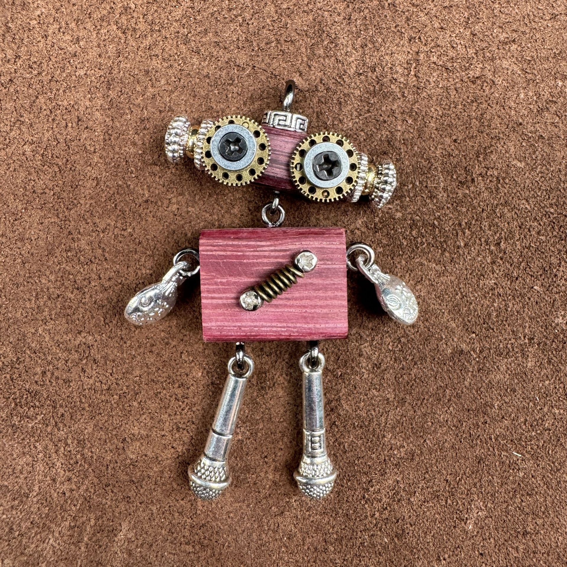Steampunk Robot Wearable Art - Original Handmade Statement Pendant for Daily Style, Unisex Necklace & Tech Accessory