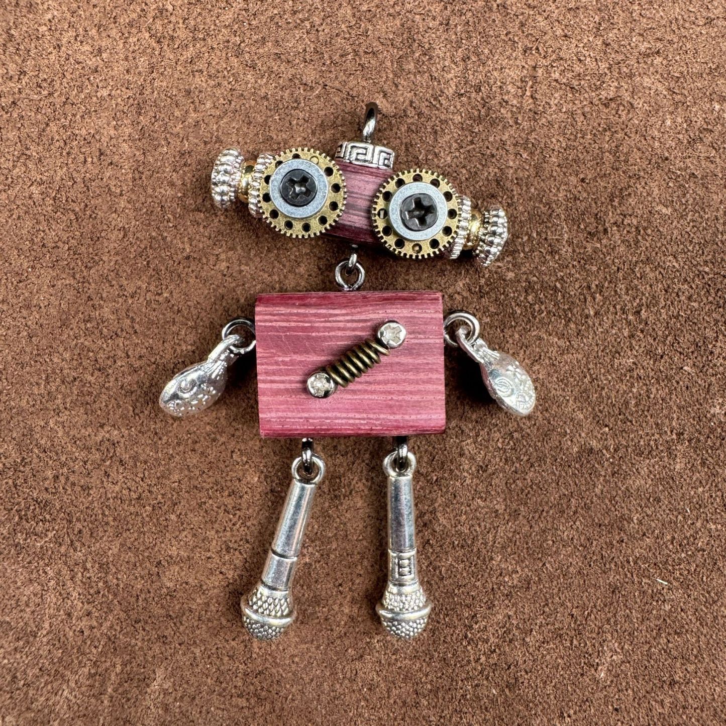 Steampunk Robot Wearable Art - Original Handmade Statement Pendant for Daily Style, Unisex Necklace & Tech Accessory