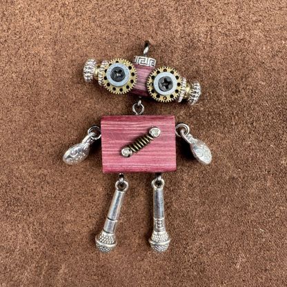Steampunk Robot Wearable Art - Original Handmade Statement Pendant for Daily Style, Unisex Necklace & Tech Accessory