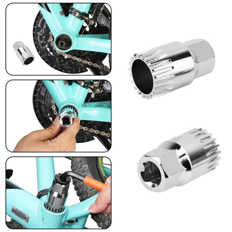 Crank Arm & Bottom Bracket Removal Tool Kit - Long Handle Lever Wrench with Built-in Hex Socket for Bicycle Repair