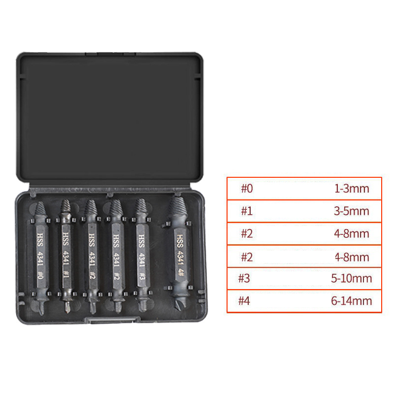 Chromium Vanadium Steel Screw Extractor Set - Left-Handed Spiral Fluted Design for Broken & Stripped Screws (Coarse & Fine Threads, 1-21mm)