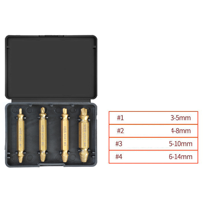Chromium Vanadium Steel Screw Extractor Set - Left-Handed Spiral Fluted Design for Broken & Stripped Screws (Coarse & Fine Threads, 1-21mm)