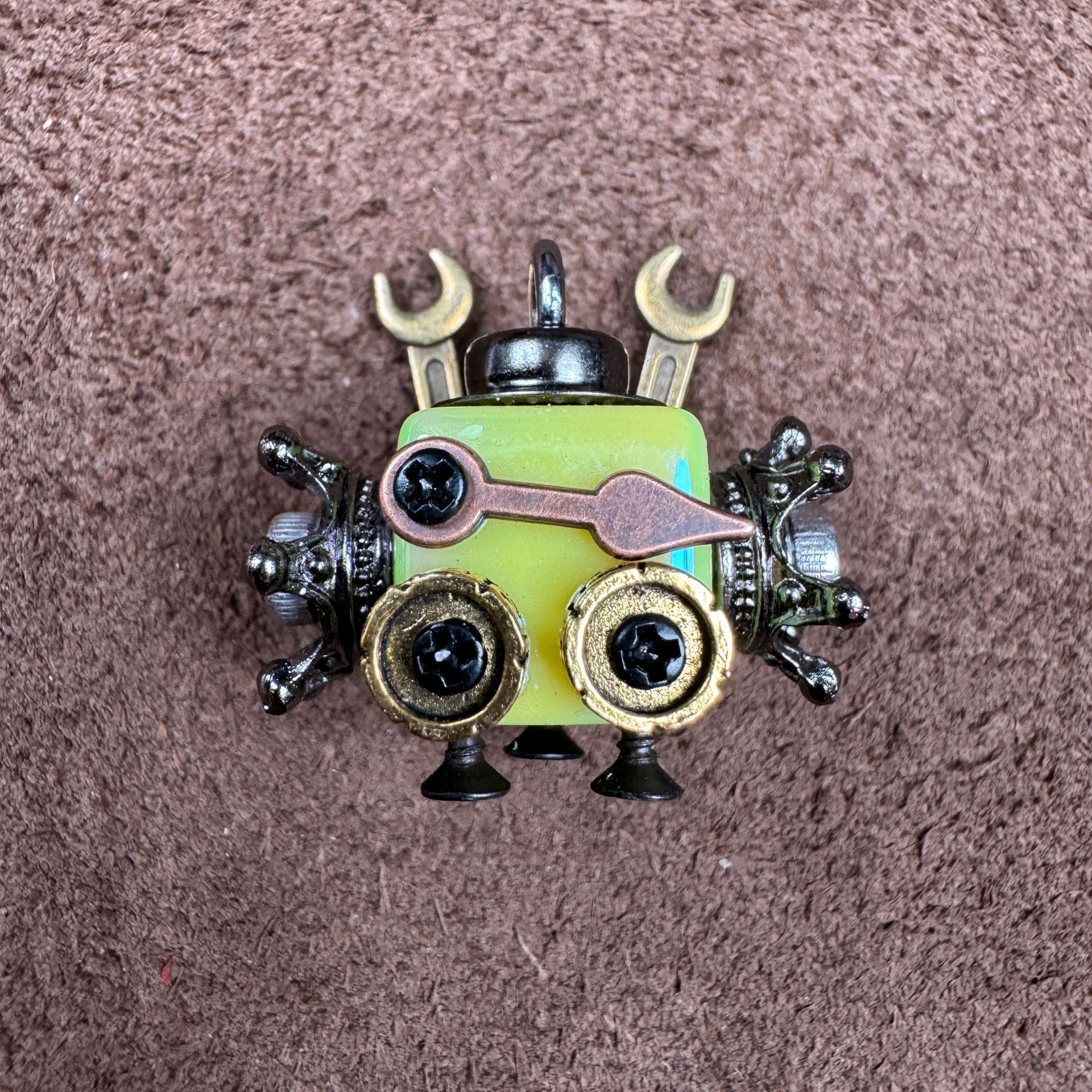 Funky Punk Robot Accessory - Original Colorful Resin Charm, Unique Unisex Gift for Keychain or Necklace