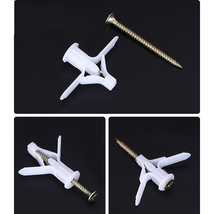 Gypsum Board Specific Airplane/Butterfly Type Expansion Anchors - Hollow Brick Self-Tapping Wall Plugs - Nylon Expansion Screws