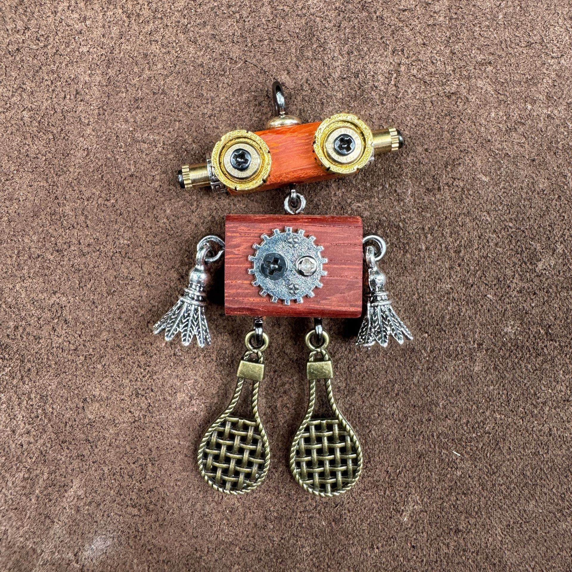 Steampunk Robot Wearable Art - Original Handmade Statement Pendant for Daily Style, Unisex Necklace & Tech Accessory