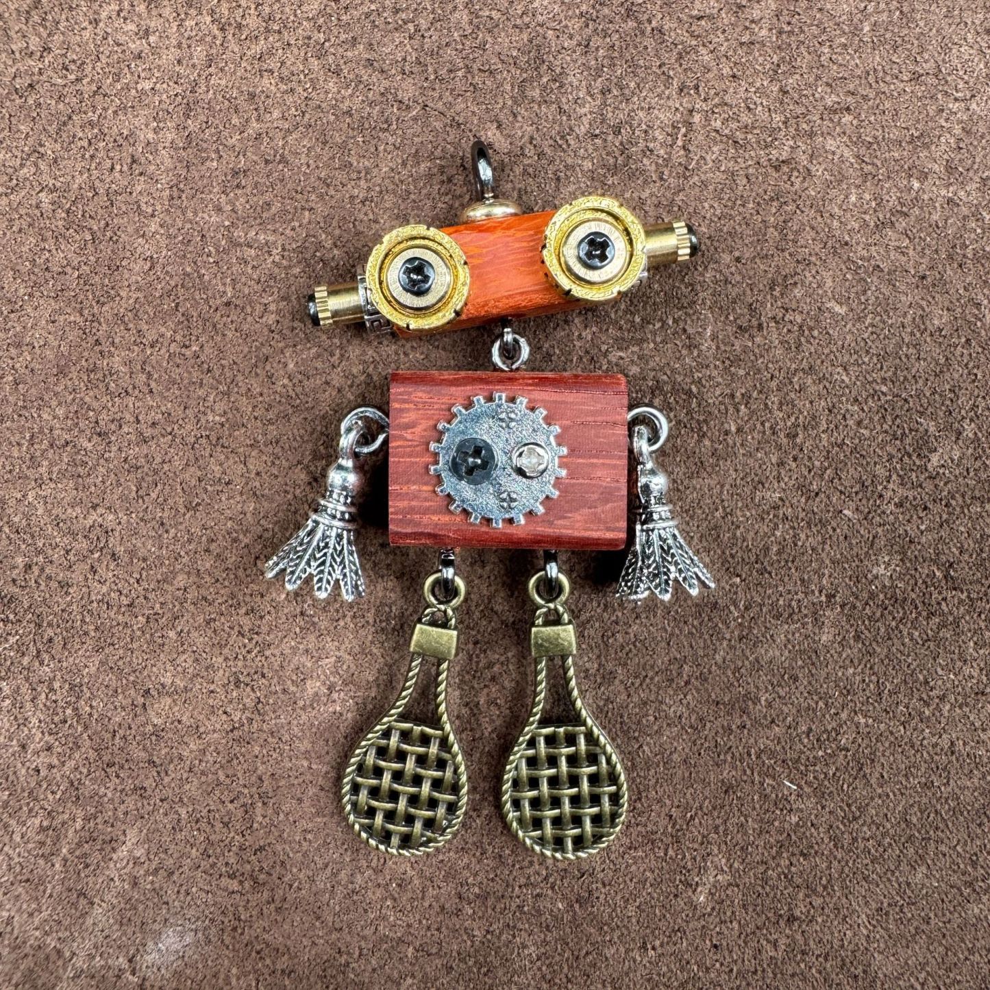 Steampunk Robot Wearable Art - Original Handmade Statement Pendant for Daily Style, Unisex Necklace & Tech Accessory