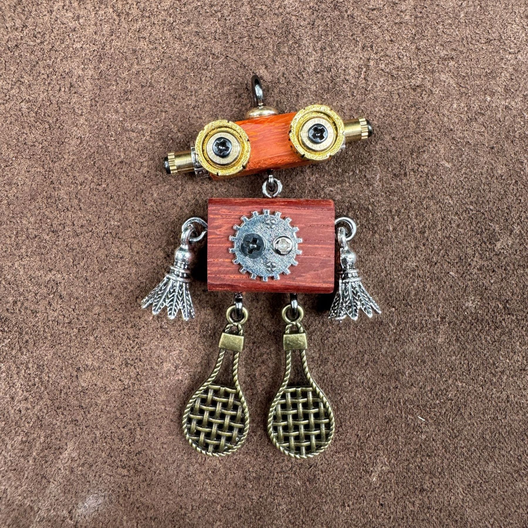 Steampunk Robot Wearable Art - Original Handmade Statement Pendant for Daily Style, Unisex Necklace & Tech Accessory