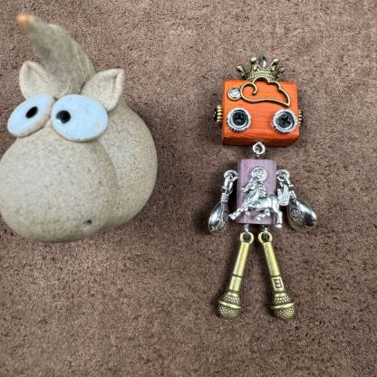 Personalized Zodiac Gift - Punk Robot Animal Keychain, Handmade Wooden Necklace Pendant with 12 Chinese Zodiac Signs