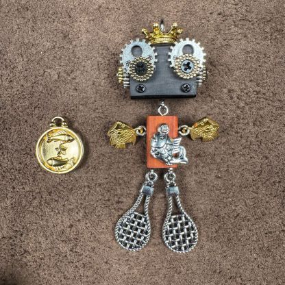 Steampunk Zodiac Guardians - Handcrafted 12 Constellation Robot Pendant, Wooden Keychain & Geek Gift