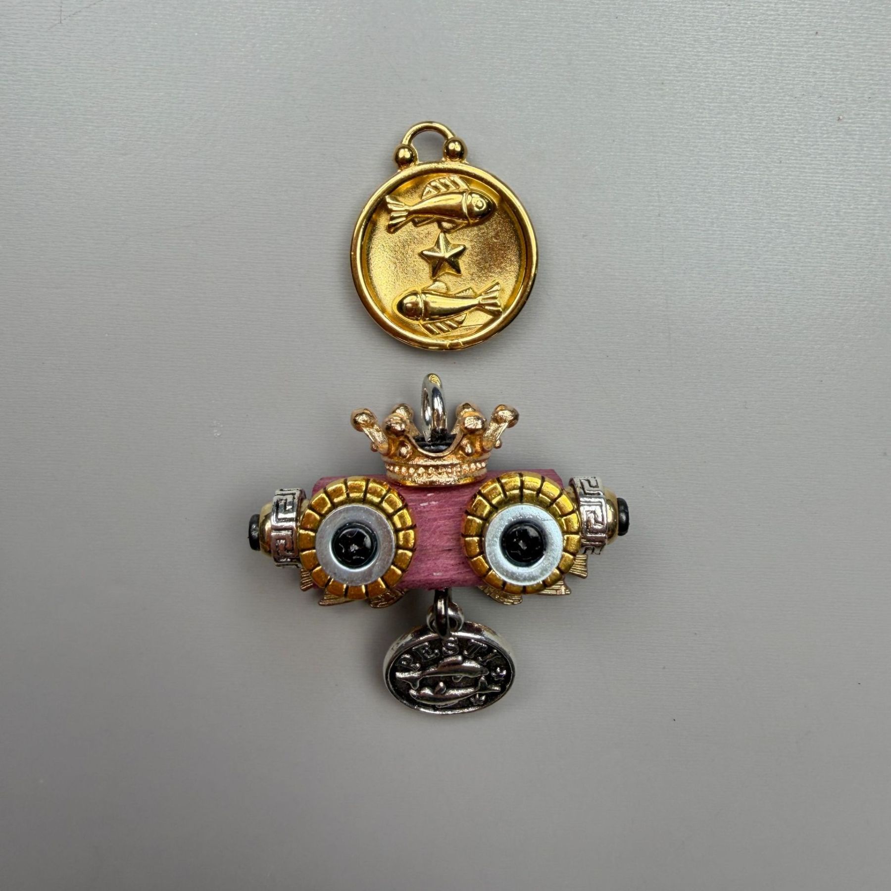 Zodiac Steampunk Robot Pendant - 12 Signs Handmade Wooden Charm for Necklace & Keychain, Unique Astrology Accessory