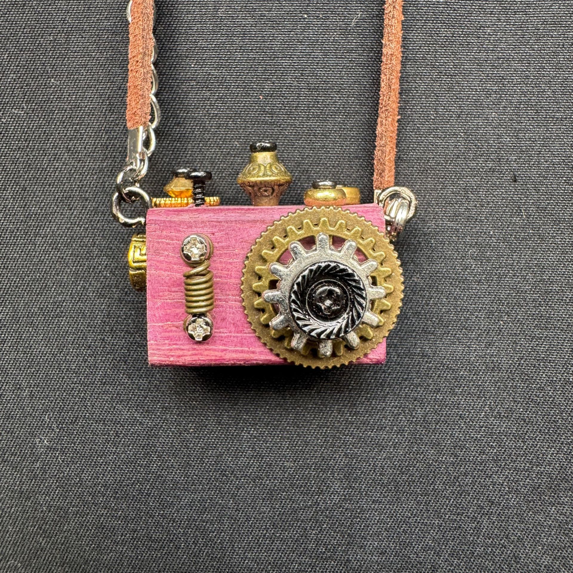 Retro-Futuristic Camera Robot - Original Handmade Punk Pendant for Statement Necklace or Keychain
