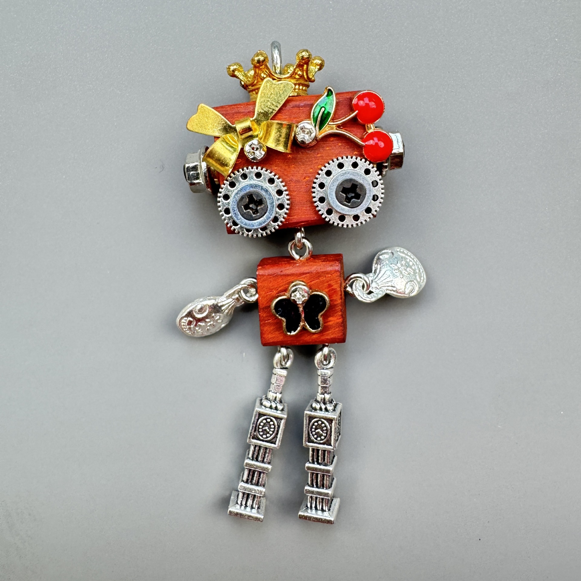 Handmade Punk Robot Pendant - Multi-Style Display Piece for Market Stall, Keychain, Phone Charm & Unisex Necklace