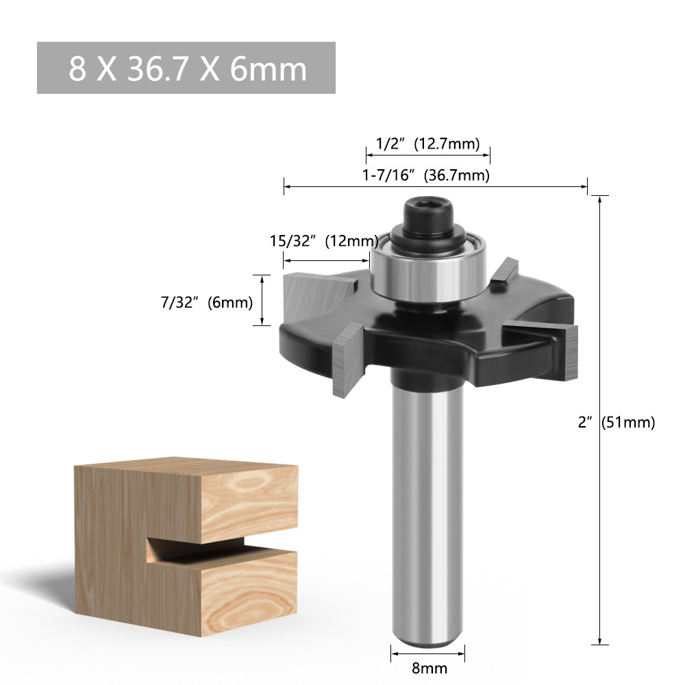 1/2" Shank 4-Flute Ball Nose T-Slot Router Bit for Woodworking, Door Frame Mortise & Tenon, Casing Grooving, Edge Trimming
