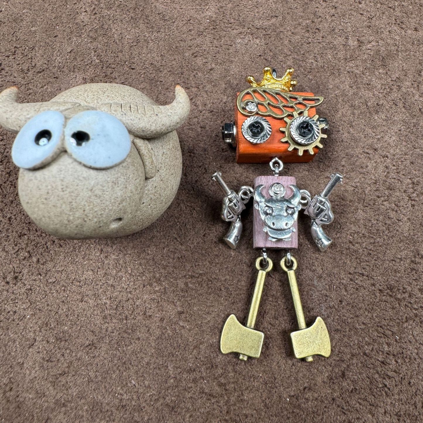 Personalized Zodiac Gift - Punk Robot Animal Keychain, Handmade Wooden Necklace Pendant with 12 Chinese Zodiac Signs