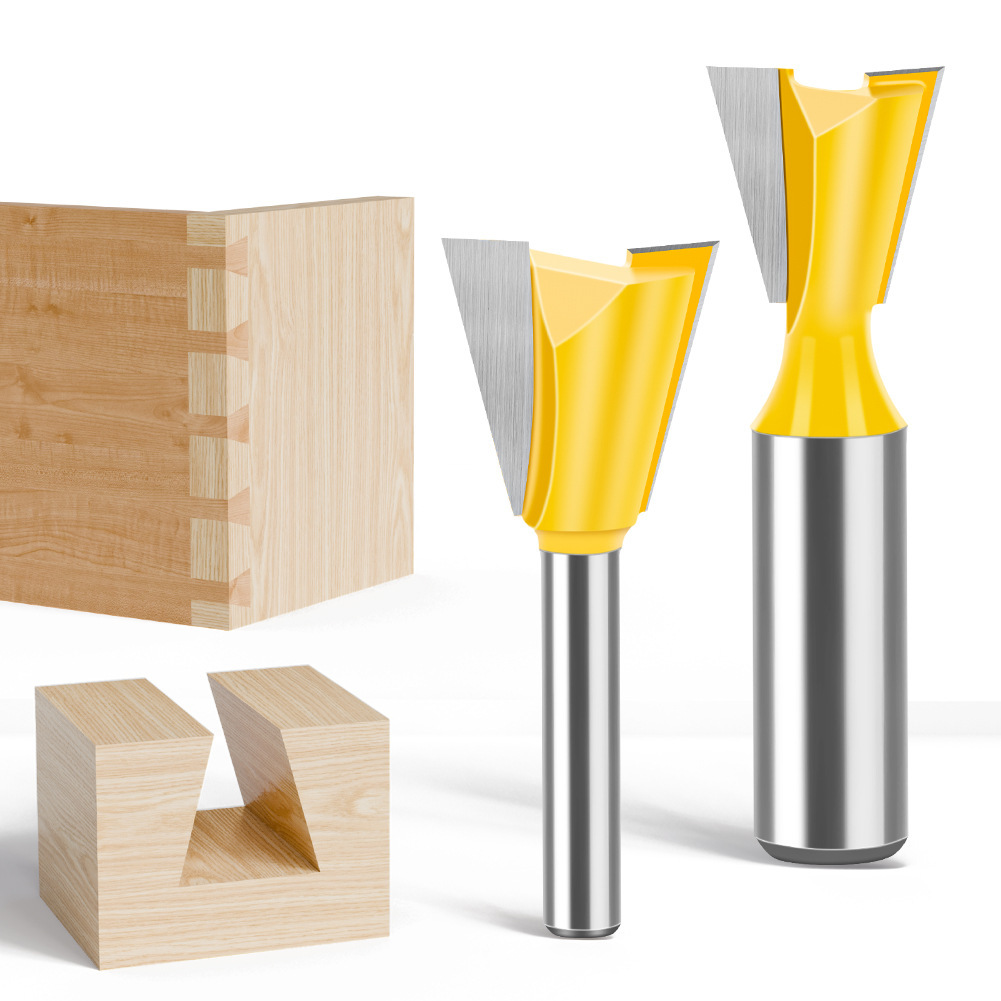 Dovetail Slot Bit - 1/4" & 1/2" Shank - Woodworking Router Bit for Dovetail Joints, Trim, and Edge Profiling - Teflon Coated