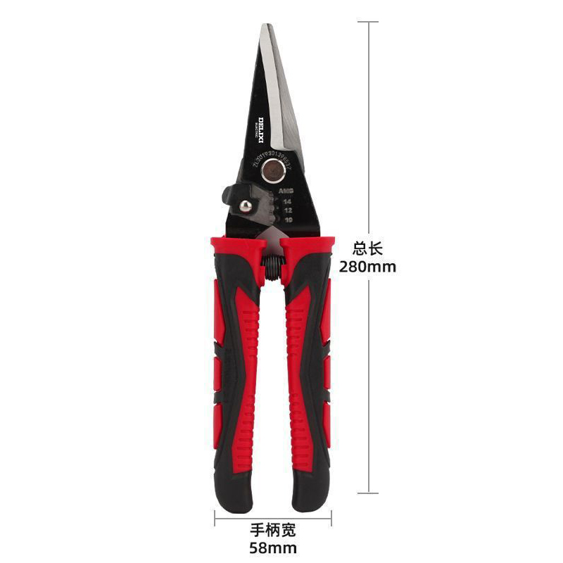 Industrial-Grade Tin Snips - CRV Chrome Vanadium Steel, Wire Stripper & Crimper 2-in-1, Aviation Snip for Stainless Steel & Light Gauge Metal