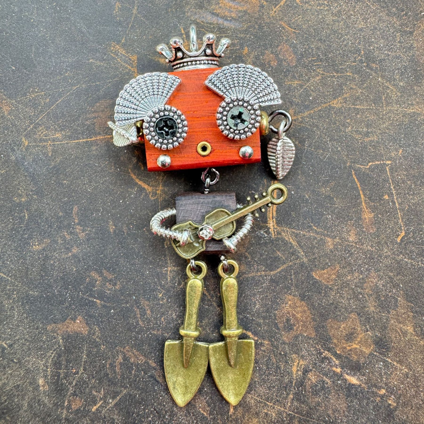 Original Steampunk Robot Pendant - Handcrafted Cultural Creative Artifact for Necklace & Phone Chain, Unique Unisex Designer Jewelry