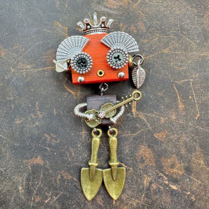 Original Steampunk Robot Pendant - Handcrafted Cultural Creative Artifact for Necklace & Phone Chain, Unique Unisex Designer Jewelry
