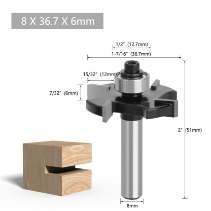 1/2" Shank 4-Flute Ball Nose T-Slot Router Bit for Woodworking, Door Frame Mortise & Tenon, Casing Grooving, Edge Trimming