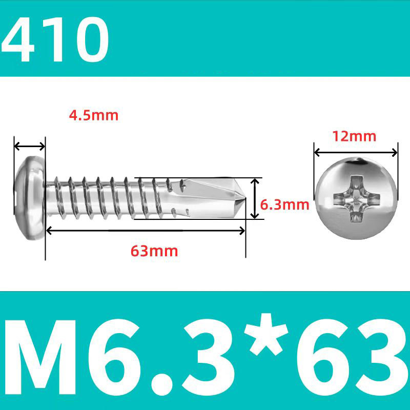 410 Stainless Steel Cross Round Head Self-Drilling Screws (Self-Tapping & Self-Drilling Teardrop Thread Screws) – Fully Hardened Fasteners, Full Specifications from M2.9 to M6.3