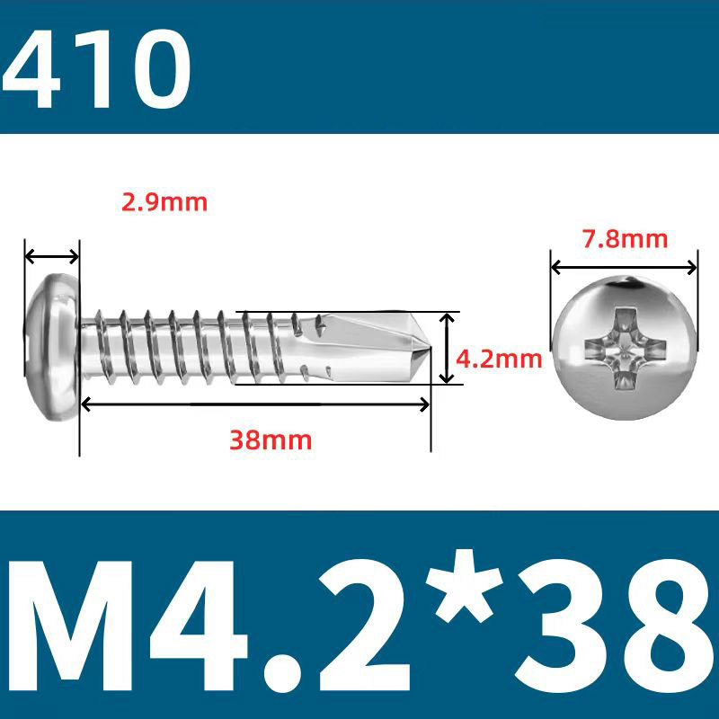 410 Stainless Steel Cross Round Head Self-Drilling Screws (Self-Tapping & Self-Drilling Teardrop Thread Screws) – Fully Hardened Fasteners, Full Specifications from M2.9 to M6.3