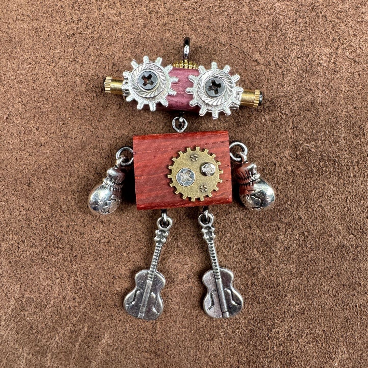 Steampunk Robot Wearable Art - Original Handmade Statement Pendant for Daily Style, Unisex Necklace & Tech Accessory