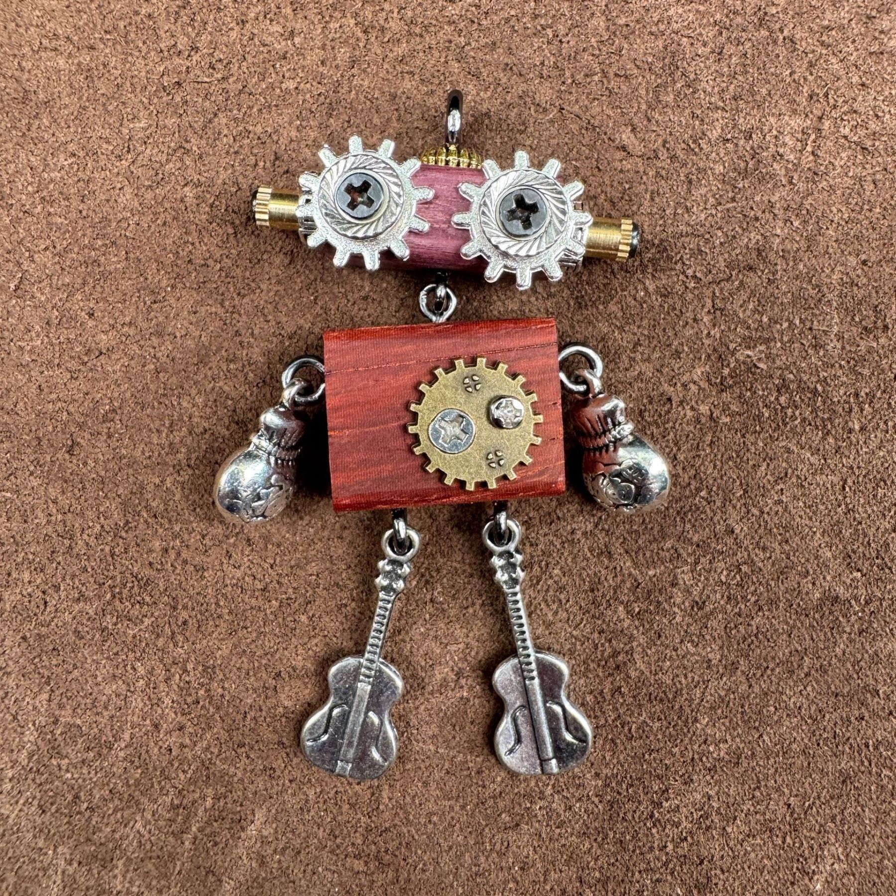Steampunk Robot Wearable Art - Original Handmade Statement Pendant for Daily Style, Unisex Necklace & Tech Accessory