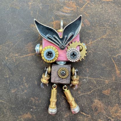 Original Steampunk Robot Pendant - Handcrafted Cultural Creative Artifact for Necklace & Phone Chain, Unique Unisex Designer Jewelry
