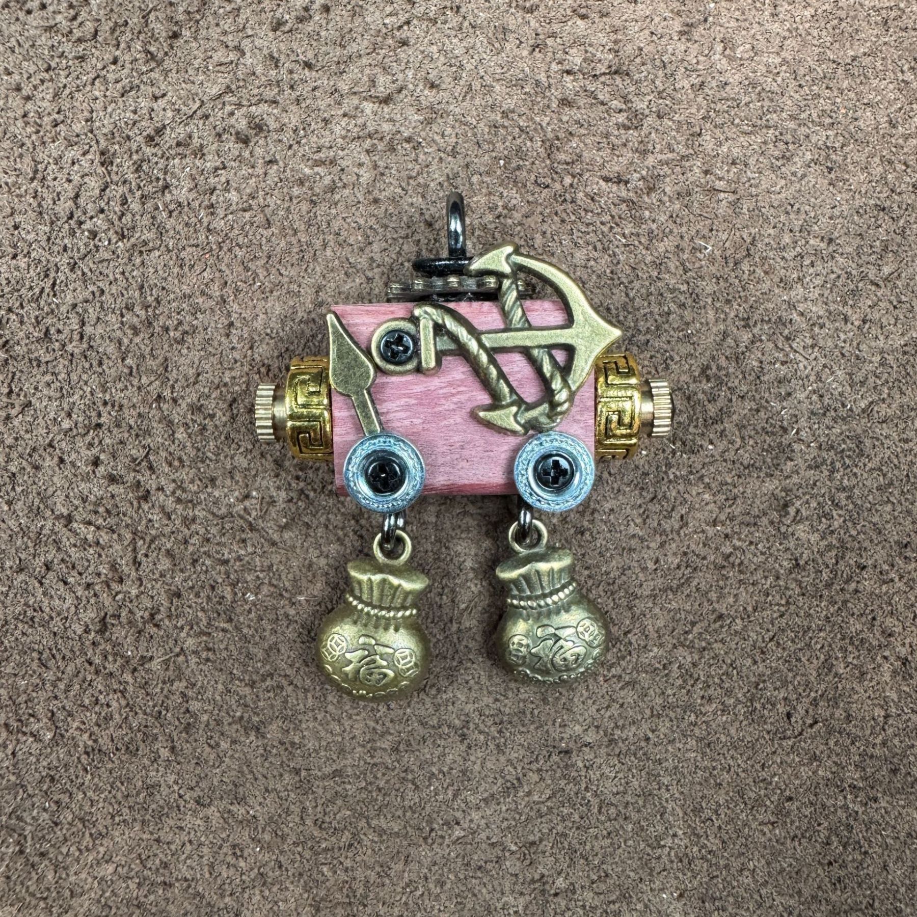 Clever Little Punk Robot - Handmade Wooden Keepsake for Daily Carry, Playful Unisex Necklace & Keychain Charm