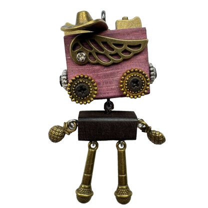 Wearable Punk Robot Art - Handcrafted Multi-Use Pendant for Your Necklace, Keys or Phone, Unisex Statement Piece