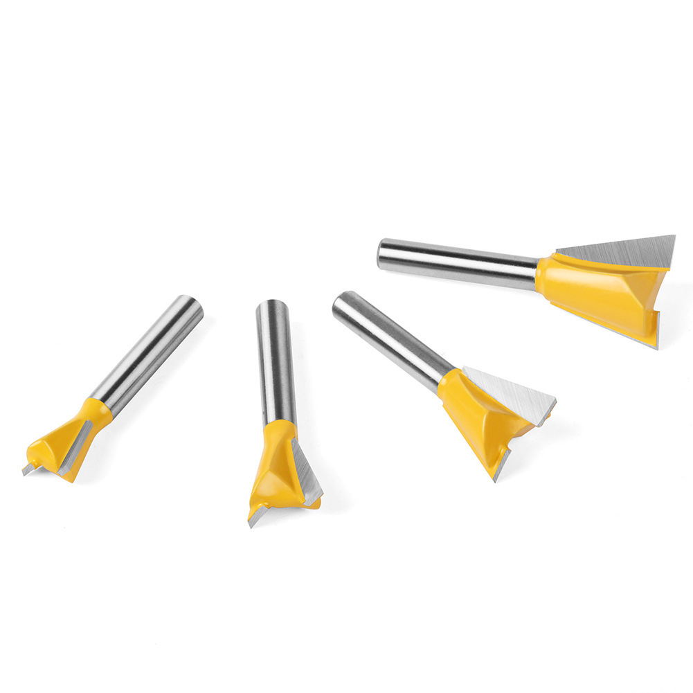 Dovetail Slot Bit - 1/4" & 1/2" Shank - Woodworking Router Bit for Dovetail Joints, Trim, and Edge Profiling - Teflon Coated