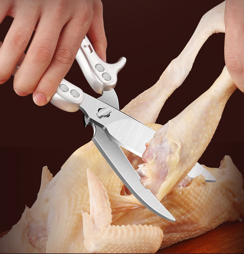 Professional Heavy-Duty Kitchen Scissors, Detachable Chicken Bone Scissors with Shark Teeth, Multi-Purpose Stainless Steel Poultry Shears