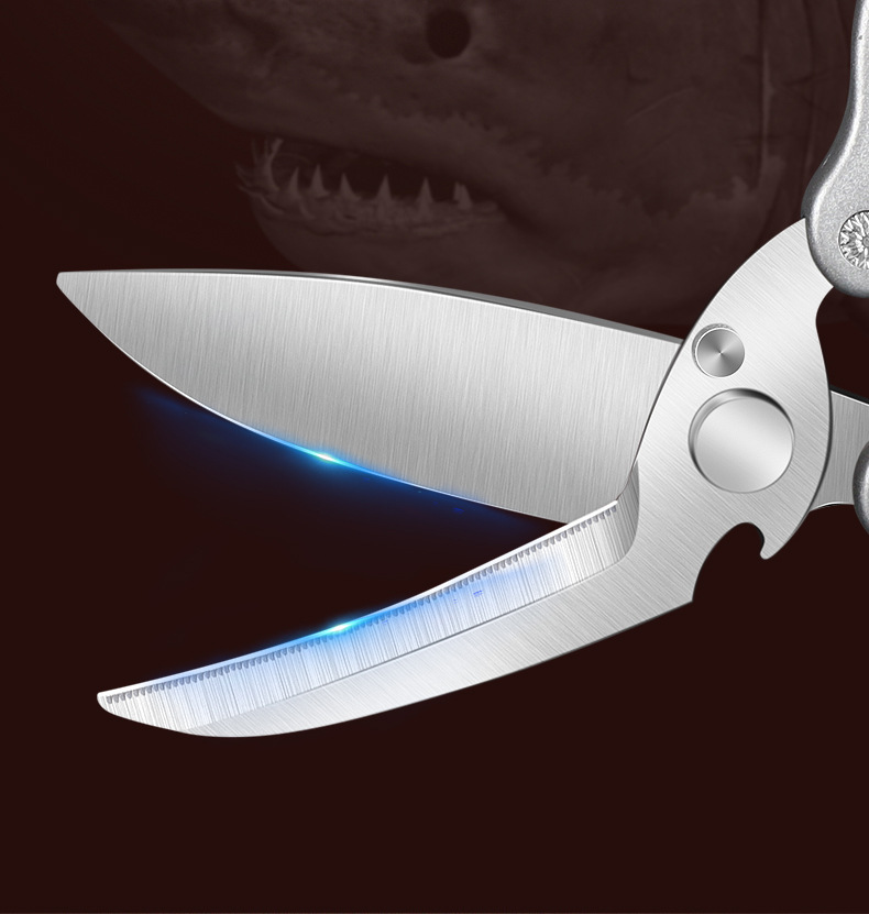 Professional Heavy-Duty Kitchen Scissors, Detachable Chicken Bone Scissors with Shark Teeth, Multi-Purpose Stainless Steel Poultry Shears