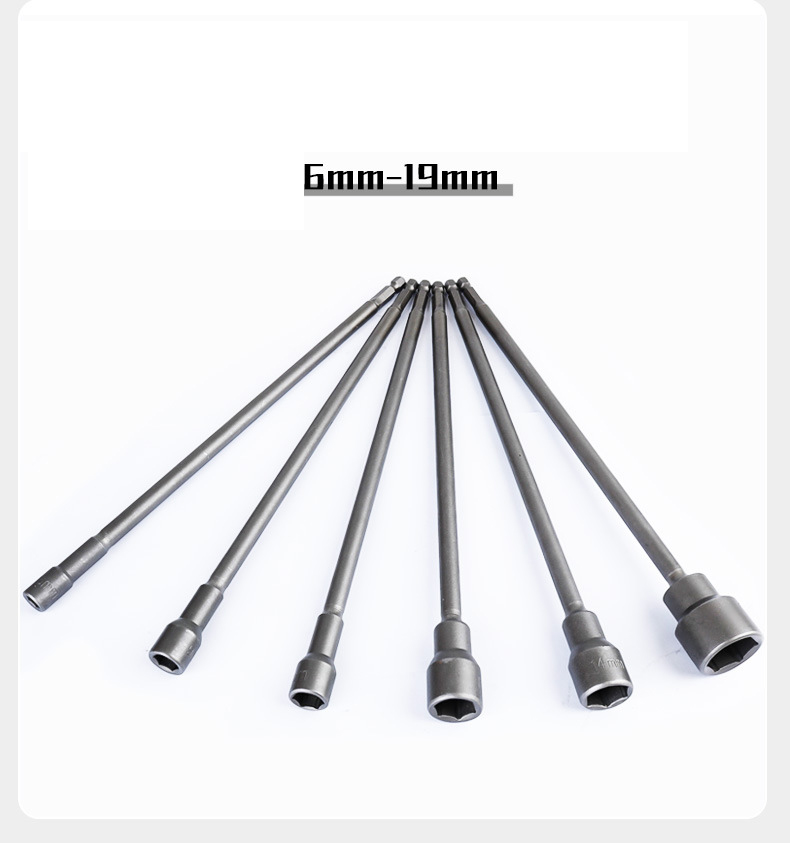 250mm Heavy-Duty Magnetic Socket Set (6-19mm) | Cr-V Steel Extended & Reinforced Hex Bit Sockets for Secure Fastening